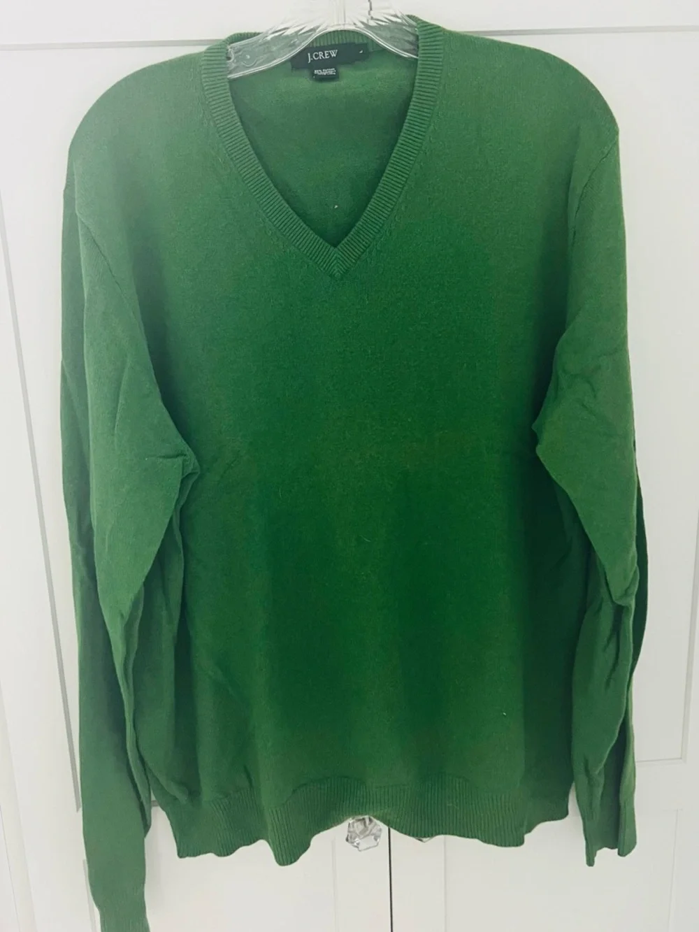 J. Crew Men's Green V-Neck Sweater Cashmere Blend Large